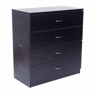 Simple 4 Drawer MDF Wood Dresser in Black Color - Product Image 4