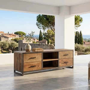 Mueble para TV de Madera de Teca Sólida Ardera, Consola Multimedia Minimalista con Acabado Natural para Proyectos de Salas de Estar en Hoteles y Villas - Product Image 4