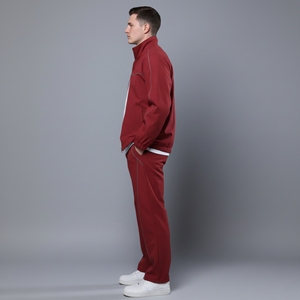 OEM/ODM High Quality Printed Regular Fit Zip Men's Tracksuit <b>Black</b> Piping Casual Wear Streetwear 100% Cotton 2 Piece Set - Product Image 6