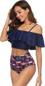 Traje de Baño con Textura Plisada y Dobladillo con Volantes Decorativos, Diseño Juvenil y Lindo, Material de Alta Elasticidad, Bikini para Mujer, Natación, Playa - Product Image 6