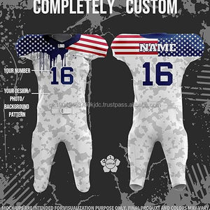 Uniforme de football drapeau américain patriotique pour jeunes adultes comprenant un maillot et un pantalon brodés, hauts maillot de football américain - Product Image 2