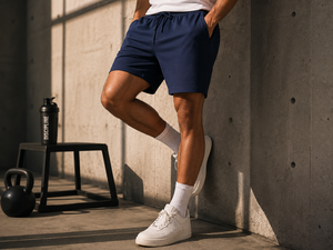 Shorts de sport personnalisés pour hommes, uniforme d'équipe, tissu extensible, taille élastique, évacuation de l'humidité, logos brodés personnalisés, imprimés - Product Image 6