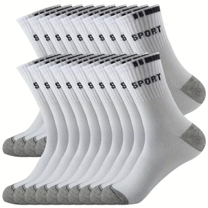 White Crew Sport <b>Socks</b> With Black Logo Breathable Cotton Men's Athletic <b>Running</b> <b>Socks</b> Summer Adult Size Standard - Product Image 4