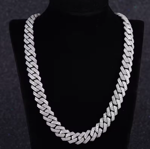 Aniva Cadena Cubana de Oro Blanco de 10K con Moissanita de Corte Brillante Redondo, Certificación IGI, 6MM-16MM, 14-30 Pulgadas, Estilo Hip Hop Iced Out para Hombre - Product Image 2