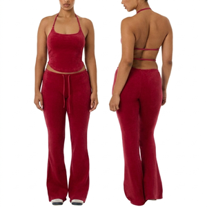 Ensemble de yoga pour femme tendance 2026, nouvelle collection, respirant, léger, 2 pièces, style pantalon sans manches avec logo personnalisé - Product Image 4