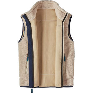 OEM Manufacturer High Quality Coated Canvas Sleeveless Sherpa Jacket Fleece Vest Breathable Windproof <b>Winter</b> Stand Zip Front - Product Image 2
