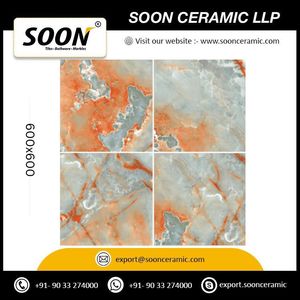 Carreaux muraux en porcelaine effet marbre saphir Welkin modernes, finition brillante, 600x600mm, imitation texture mur de briques, prochainement disponible - Product Image 1