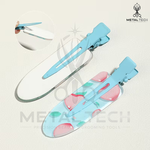 Lot de pinces à cheveux professionnelles en acrylique imprimées personnalisées, sans plis, pour salon de coiffure et maquillage, barrettes de sectionnement type bec de canard - Product Image 2