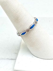 Blue <b>Opal</b> <b>Ring</b> Elegant Gemstone Jewelry Women Gift Handmade Adjustable Wholesale Supplier - Product Image 3