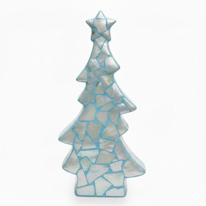 Mother of pearl inlay christmas tree figurine handmade decor figure tabletop display xmas trees - Product Image 4