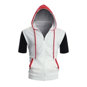 เสื้อฮู้ดแขนสั้นสำหรับผู้ชายมีซิป เหมาะสำหรับการไปเที่ยวชายหาดและวันหยุดฤดูร้อน น้ำหนักเบา สวมใส่ง่าย เสื้อฤดูร้อน - Product Image 4