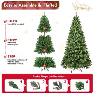 Sapin de Noël artificiel pré-éclairé de 2,7 m avec 650 lumières blanc chaud, 1930 pointes en PVC, support métallique - Product Image 4