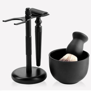 Luxury Private Label Custom Logo <b>Shaving</b> Tools Men's Gift Set Metal <b>Shaving</b> Brush Set <b>Shaving</b> Straight Barber Razor Stand <b>Kits</b> - Product Image 1
