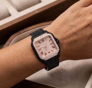 Reloj de Lujo para Hombre, Estilo Hip Hop, con Moissanita VVS1, Diamantes Blancos Redondos Brillantes, Colección para Regalo, Elegante Reloj de Acero Inoxidable - Product Image 4