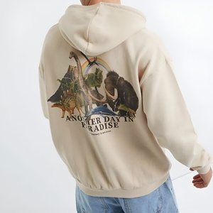 Beige Casual <b>Hoodie</b> With Subtle Artistic Print Relaxed Fit Minimal Streetwear <b>Soft</b> Fabric Everyday Comfort Modern Lifestyle Look - Product Image 2