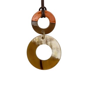 Pendentif en corne de buffle éco-responsable fait main DTJ, placage laqué, style tendance, forme ovale, bijoux de mode unisexe pour femmes - Product Image 3
