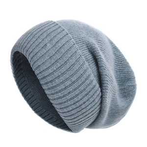 Gray Color Casual <b>Winter</b> <b>Cap</b> 100% Acrylic Computer Knitted Ribbed Design Adult Size 56-58CM - Product Image 1