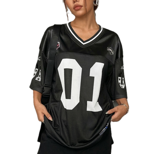 Jersey de Fútbol Americano para Mujer, Talla Grande, Malla Transpirable, Hombros Caídos, Cuello en V, Estilo Urbano, Personalizable, Suministro OEM - Product Image 1