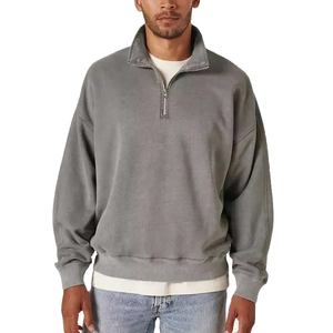 Sudaderas con capucha de alta calidad para otoño, tejidas, 100% algodón, con cierre de cremallera de un cuarto, transpirables, para hombre. - Product Image 1
