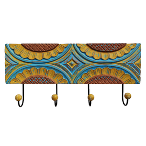 Smart Art Wood Carving Sunflower Carved Decorative <b>Key</b> <b>Hanger</b> Handmade Wall Mount <b>Key</b> Holder Storage Engineered Wood Wall Decor - Product Image 1