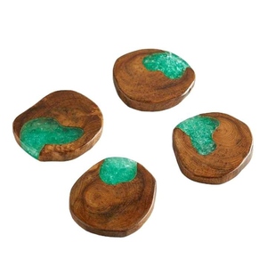 Premium Wooden Resin Coaster Set with Natural Acacia Wood Heat Resistant Eco-Friendly Contemporary Design for Home & Restaurants - Product Image 6