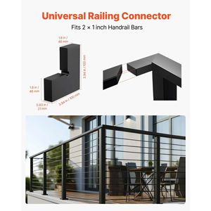 Confezione da 2 Connettori Angolari Rettangolari in POM per Corrimano, Accessori per Estensione Ringhiere Scale, Componenti per Scale - Product Image 3