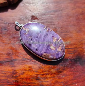 Colgante de piedra preciosa Charoite, Plata de Ley 925, colgante llamativo, colgante hecho a mano, joyería para mujer, regalo de aniversario de boda - Product Image 4