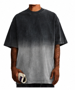 T-shirt décontracté pour homme, coupe classique, 100 % coton délavé, teinture par immersion, manches courtes, col rond, vert uni, en jersey tricoté, streetwear vierge - Product Image 3