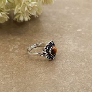 Natural <b>Tiger's</b> <b>Eye</b> Brass 925 Silver Plated Vintage Handcrafted Oxidized Boho Unisex Statement <b>Ring</b> SHYAM JEWELRS Jaipur - Product Image 4