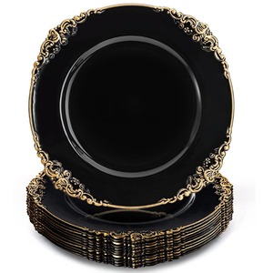 Assiettes de présentation rondes modernes en acier inoxydable doré, design martelé, écologiques, faites à la main, pour la mise en scène de tables de mariage et d'événements - Product Image 5