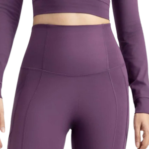 Ensemble de yoga deux pièces pour femme, haut court à manches longues et leggings taille haute, extensible, pour la gym, le fitness et l'entraînement - Product Image 5