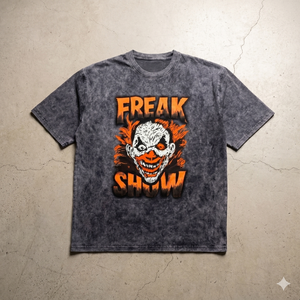 เสื้อยืดโอเวอร์ไซส์ลายกราฟิกตัวตลกสไตล์วินเทจ ย้อมสีแบบแอซิดวอช คอกลม ผ้าคอตตอนหนา สำหรับผู้ชาย สไตล์สตรีทแวร์ - Product Image 5