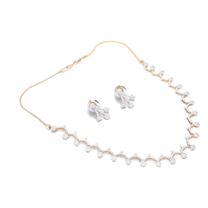 Antique Gold Plated Hawaiian Floral Jewelry Set-1 Gram Fine Necklace and Earrings - Product Image 1