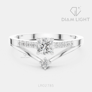 Bague de promesse en or blanc 14 carats avec diamant de laboratoire rond certifié IGI 0,25 carat, couleur F+, clarté VS+, pour femme, idéale pour un cadeau - Product Image 1