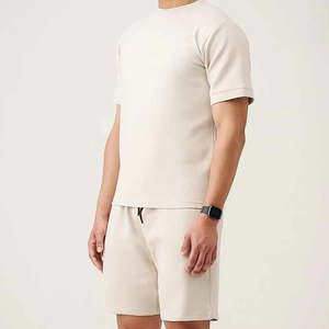 Shorts de algodón de alta calidad para hombre, shorts deportivos de verano para hombre, conjunto de dos piezas de camiseta y shorts. - Product Image 3