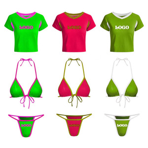 Traje de Baño Sexy para Mujer, Bikini de Dos Piezas Sublimado, Venta al por Mayor, Bikinis Triangulares Micro Sexys, Último Modelo de Traje de Baño de Cuatro Piezas para Mujer - Product Image 4