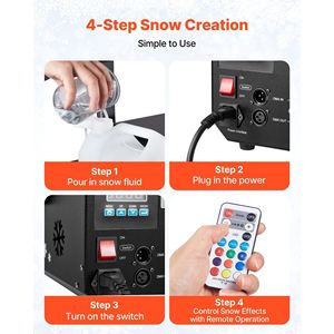 Máquina de Nieve RGB de 1500W con Control DMX512, 9 Luces LED, Control Remoto Inalámbrico, Alto Rendimiento, Tanque de 5L, Hielo Seco - Product Image 5