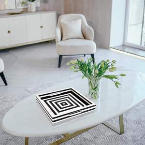 Handmade Collection Movable Resin Inlay Serving Trays with Art Deco Design Rectangle Shape Decorative Use - Product Image 2
