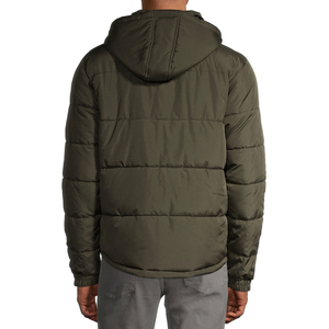 Men's Olive Green Heavyweight Hooded Puffer <b>Jacket</b> Winter Warm <b>Fleece</b> <b>Lined</b> Bubble Coat Outerwear OEM Manufacturer - Product Image 4