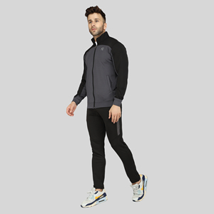 Survêtement de sport pour homme en velours premium, extensible dans les quatre sens, coupe ajustée, couleur unie, confortable, pour l'automne, le jogging et la course à pied - Product Image 4
