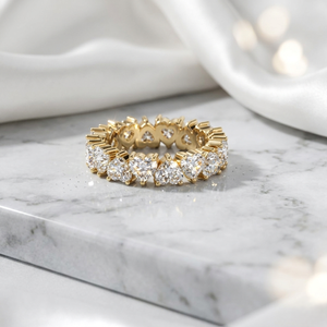 4.80CTW Heart Cut Prong <b>Set</b> Eternity <b>Ring</b> <b>Gold</b> Lab Grown Diamond Full Band Romantic Wedding Jewelry for Women - Product Image 1