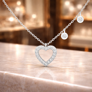 Collier élégant en forme de cœur avec diamant cultivé en laboratoire en or rose 18 carats |   Collier d'amour minimaliste serti de pierres - Product Image 1