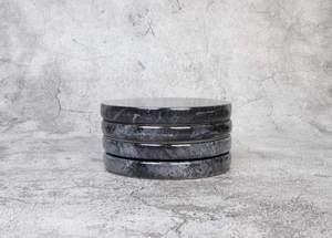 Gabriella Black Round Natural Marble Coaster Set With Elegant Stone Finish For Luxury Home Decor Coffee <b>Table</b> <b>Protection</b> - Product Image 2