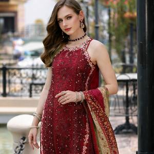 Formal Wear Embroidered Lawn Suit Pakistani Ethnic <b>Dress</b> for Women Stylish Dupatta Unstiched Wrinkle Free Quick Dry Wedding - Product Image 3