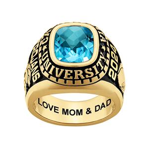 Bague de classe personnalisée en argent sterling 925 pour homme, avec pierre en damier, bague de graduation personnalisée pour lycéen ou étudiant universitaire - Product Image 3