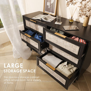 ตู้กับข้าวหวาย47.2 ", ตู้กับข้าวชั้นวางทีวีหรูหราพร้อมที่เก็บของสำหรับโฮมเธียเตอร์หรือห้องนั่งเล่น - Product Image 3