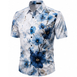 Camisa de Hombre de Moda con Estampado de Manga Larga, Costuras Premium, Mezcla de Algodón Suave, Perfecta para Estilo Casual y Business Casual - Product Image 1