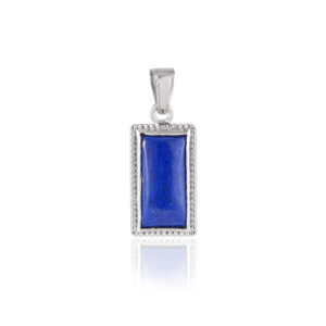 Pendentif solitaire authentique en lapis-lazuli, argent sterling 925, forme géométrique, style classique, bijoux artisanaux raffinés - Product Image 1