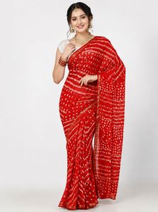 Sari en soie imprimé Bandhani rose, tenue ethnique traditionnelle pour femmes, pour mariage, festival, occasions spéciales, coupe classique, longueur au sol - Product Image 2