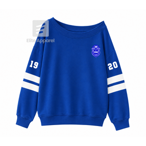 Custom Zeta Phi Beta Sorority Breathable Varsity <b>Sweatshirt</b> with Embroidered Logo on Front Blue <b>White</b> full Sleeve <b>for</b> Female - Product Image 1